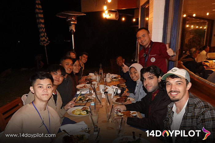 Students and Instructors Enjoying Dinner Together