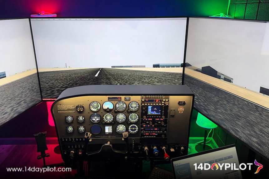 14DAYPILOT’s FAA approved AATD flight simulator used for pilot training.